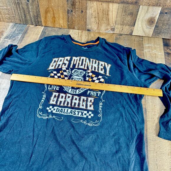 GAS MONKEY GARAGE Long Sleeve Mens 2XL Black T-Shirt Live Fast Dallas TX LOGO VG - Picture 6 of 9